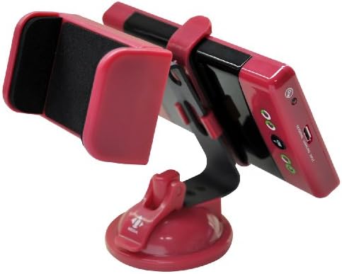 Pink Solar Powered 2000mA Battery Mobile Pack &amp; Universal Car Phone Holder Combo for USB Powered Smartphone &amp; Tablet