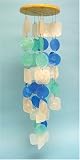 Blue Green White Capiz Shell Wind Chimes Indoor Outdoor