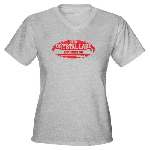 Camp Crystal Lake Counselor Women's V-Neck Dark T- Humor Women's V-Neck Dark T-Shirt by CafePress