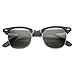 zeroUV - Half Frame Semi-Rimless Horn Rimmed Sunglasses (Matte Black-Silver/Green)