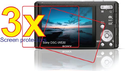 3x Sony CyberShot DSC-W530 Digital Camera Premium Clear LCD Screen Protector Cover Guard Shield Film Kit, Perfect fit with Full Protection!