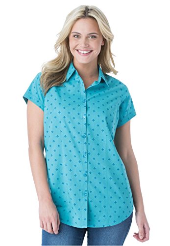 Women's Plus Size Cotton Cap Sleeve Campshirt