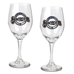 Milwaukee Brewers MLB 2pc Wine Glass Set - Primary Logo by Great American Products