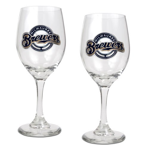 Milwaukee Brewers MLB 2pc Wine Glass Set - Primary Logo