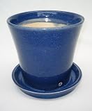 Praktischer Pflanztopf / Übertopf mit Untersetzer H: 14 cm B: 13cm Fb. royal blau / marmoriert