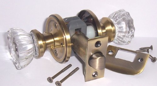 Depression Crystal Privacy Set Antique Brass Reproduction-1900 Our Best Privacy Retrofit Kit to Fit Modern Pro-drilled Including, Dollar for Dollar Your Greatest Value. Includes Many Features Never Before Offer At This Price Point