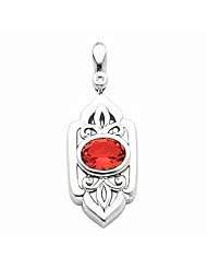 14K White Gold Oval Cut Chatham Created Ruby and Diamond Pendant -- LIFETIME WARRANTY