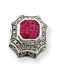 10k White Gold Ruby and Diamond Bracelet Slide