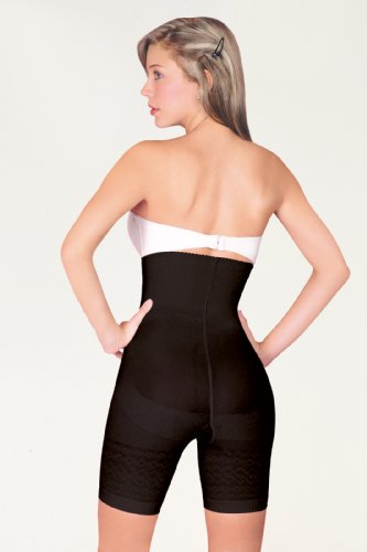 CC4241-black-XL Womens CoCoon Thermal Slimmer Brief with Abdominal thermal zone with latex Rubberflex - Use size verifier table to ensure the proper fit. Lifts up the buttocks , Frontal Zipper with Internal cloth pins , Flexible material