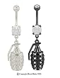 HAND GRENADE PIERCING BELLY RING BNAGRNDCZ -SILVER