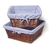 Burlington Baby Large Cherry Willow Basket Set with Liner, Blue