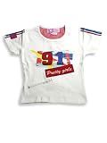 Giga Girls Short Sleeved Tee, White, Red, Blue