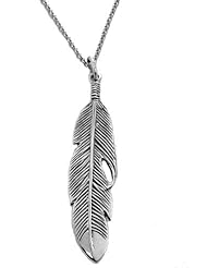 .925 Sterling Silver Feather Charm Necklace 18"