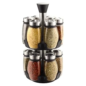 Revolving Spice Rack With Glass Jars 30cm(h), 12 piece.