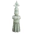 22" Large Distressed Sage Green Decorative Fleur-de-Lis Finial with Tassels