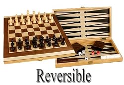 Folding 17" Wooden 3-in-1 Backgammon, Chess, and Checkers Game Set