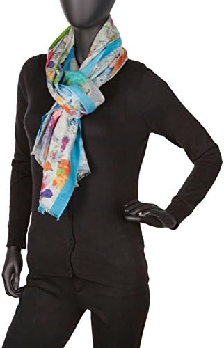 Kinross Cashmere Pollack Print Scarf (Cornflower Multi)