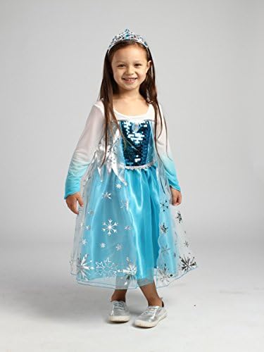 HYS Fashion Girls Snow Queen Elsa Costume Snow Princess Dresses (US-7/8, Elsa-7)