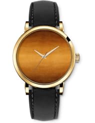 SPRAWL Aanalog Fashion Series Gold Ladies Watches of Genuine Black Leather Strap,Unique Wrist Watch for Women Girls Designed with Golden background with elements