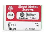 Hillman #80093 100PK 12x3/4 Metal Screw