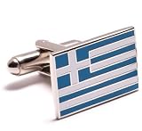 Greek Flag Cufflinks - National State Pride Formal Wear - Cufflinks
