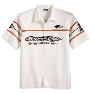 Harley Davidson Thunder Ridge Short-sleeve White Men's Shirt. HD graphics. 98305-08VM