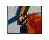 Art Reproduction Oil Painting - Abstract: Color Stack III with Studio Black Wood Frame - 21.5 X 25.5 - Hand Painted Framed Canvas Art
