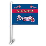 BSS - Atlanta Braves MLB Car Flag W/Wall Brackett