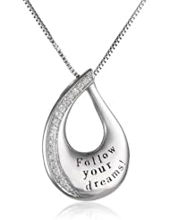 "Follow Your Dreams" Sentiment Diamond (0.11cttw, I-J Color, I2-I3 Clarity) Pendant Necklace, 18"