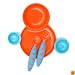 Boon Groovy and Modware Interlocking Plate and Bowl Set with Utensils, Blue Raspberry/Tangerine