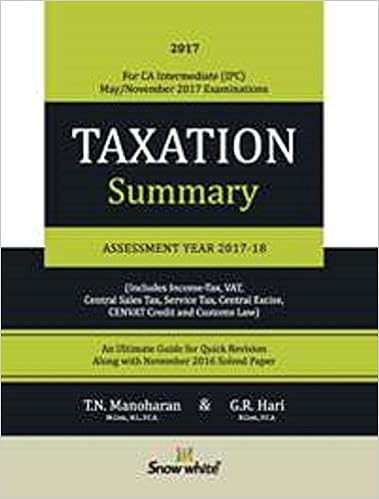Taxation Summary Book (A.Y. 2017-18) - CA IPCC May / November 2017 - T.N.Manoharan 