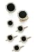 Solid 14k Gold and Diamond Onyx Round Cufflinks, Tie Tac and Stud Set