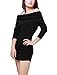Allegra K Women Off Shoulder Side Shirred Slim Fit Clubwear Mini Dress,Large,Black