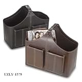 UZO1 FAUX LEATHER MAGAZINE BASKET