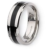Black Enamel Polished Titanium Ring (8.0 Mm) - Sizes 7-13