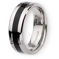 Black Enamel Polished Titanium Ring (8.0 mm) - Sizes 7-13