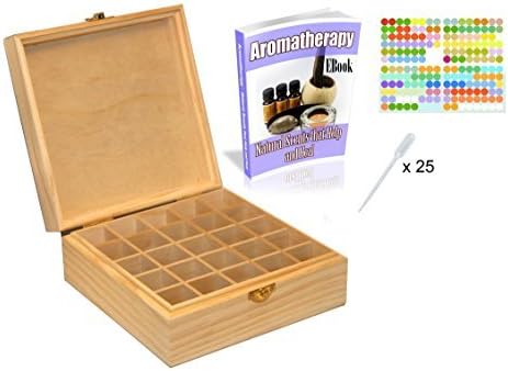 Essential Oil Box- Popular Carrying Case Makes a Great Gift. Reconfigure and Customize for Storage of Any Size Bottle, Pack of sticker labels Ebook and 25 Pippets. by Anji Naturals