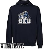 NCAA BYU Cougars Navy Blue Distressed Logo Vintage Lightweight Pullover Hoody