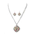 Multi Stranded Colorful Marcasite Necklace Earrings Set Fashion Jewelry