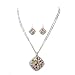 Multi Stranded Colorful Marcasite Necklace Earrings Set Fashion Jewelry
