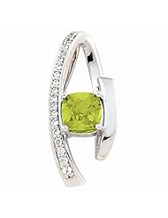 14K White Gold Antique Square Cut Peridot and Diamond Pendant -- LIFETIME WARRANTY