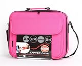 Shop24hrs Pink 15, 16, 17  Laptop Notebook Case / Bag ( 15.4, 15.5, 15.6, 17 up to 16.4 Widescreen ) includes Free Shop24hrs Mini Optical Mouse
