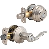 Kwikset Signatures Tustin Lever SmartKey Single Cylinder Combo Pack in Satin Nickel Finish #991TNL15SMTCPK4