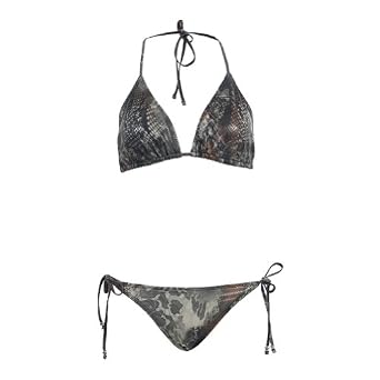 Buy 2 Pc Bikini Snake Pattern Set Halter Top & Bottom Brown by Marina West