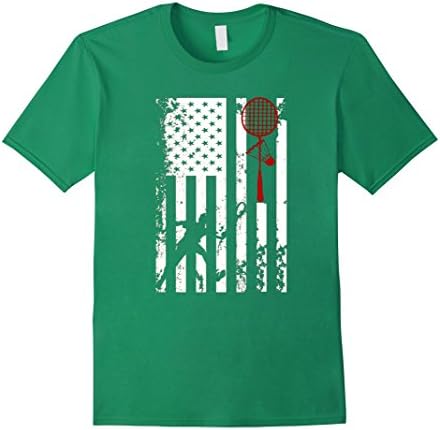 Men's American Flag Badminton Shirt, USA Gift, Badminton Team Medium Kelly Green