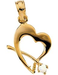 Attractive ChildS Opal Cz Pendant in 14k Yellow Gold