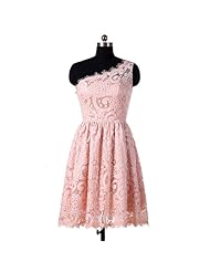 A-line Natural   Waistline One Shoulder Vintage Lace Cocktail Knee Length  Dress