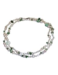 3-8mm Freshwater Cultured Pearl Necklace With Jade and Shell, 36"