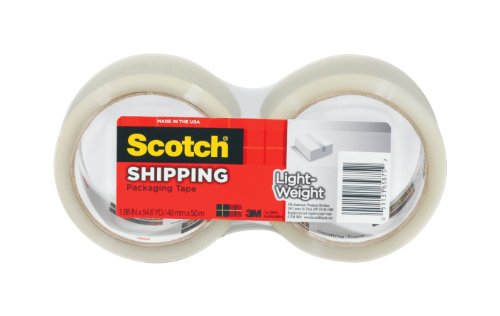 Scotch Lightweight Shipping Packaging Tape, 1.88 Inches x 54.6 Yards, 2 Rolls (3350-2)