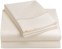 Renaissance 600 Thread-Count Woven Stripe Queen Sheet Set, Ivory